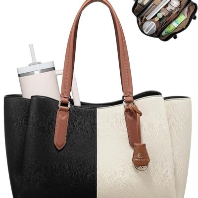 LOVEVOOK Laptop Tote Bag for Women 15.6 Black color
